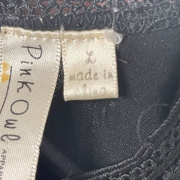 Pink‎ Owl Apparel Black Lace Peplum Blouse, Size Large - Picture 11 of 12